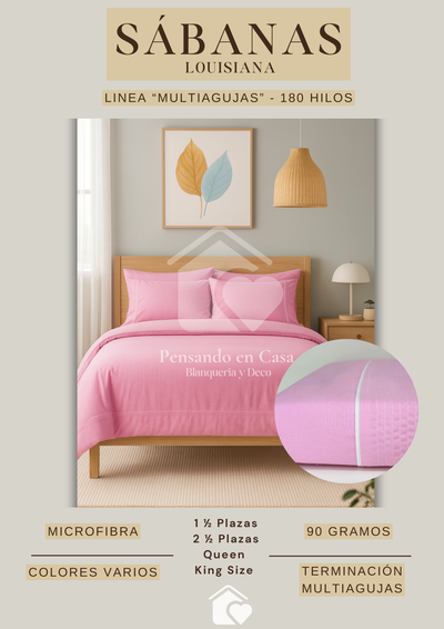 Sábanas Multiagujas 180 Hilos 90 gr 1 1/2 Plazas