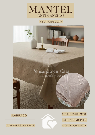 Mantel antimanchas con relieve - rectangular 