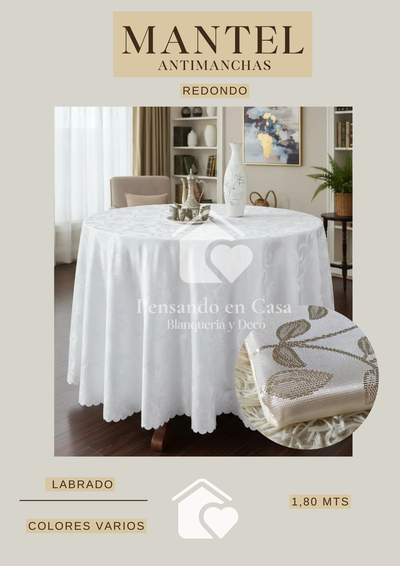 Mantel anti manchas con relieve - redondo 