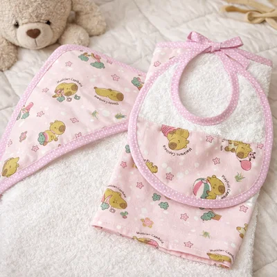 SET X 3 BEBÉ (TOALLA + CAPUCHA+ BABERO)