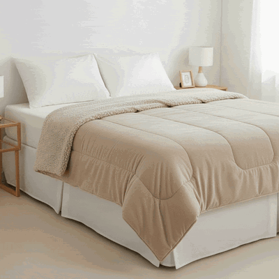 EDREDON FLANNEL CON CORDERITO 1 1/2 PLAZAS