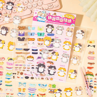 Sticker para armar gatitos vestimenta.