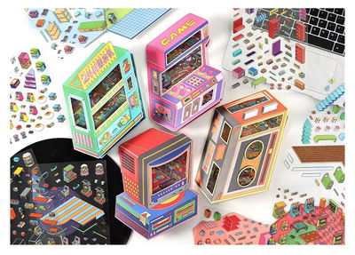 Escena retro para armar walkman