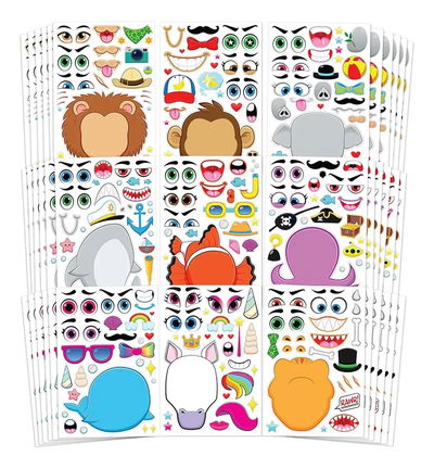 Kit de 9 piezas de sticker para armar caras de animales.