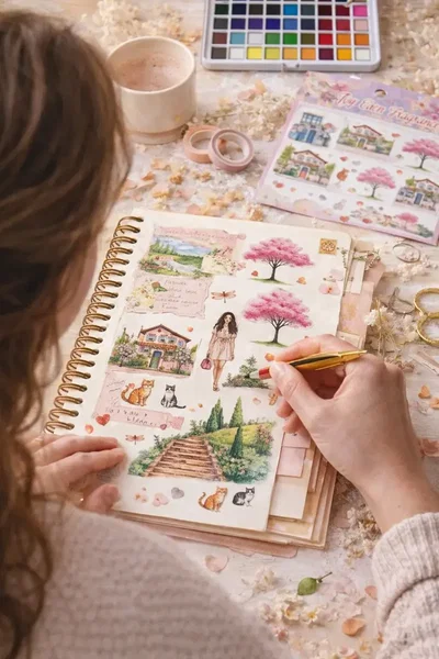 Pegatinas Stickers 3d Escenas Viral Paisajes 3pcs Journal