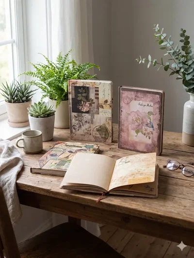 Cuaderno Vintage Scrapbook Journal A5 Papel Kraft Creativo