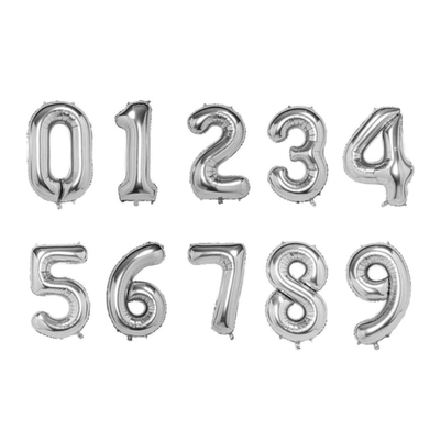GLOBOS NUMERICOS 32" PLATEADO