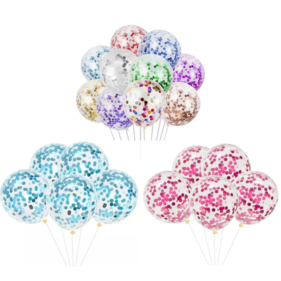 GLOBOS TRANSPARETES + CONFETI x50