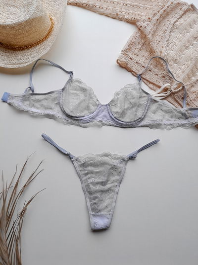 Conjunto de encaje gris talle 90