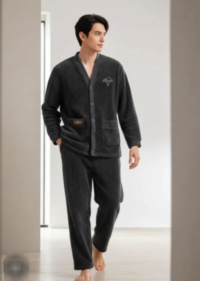 Pijama camisero de hombre tela polar 