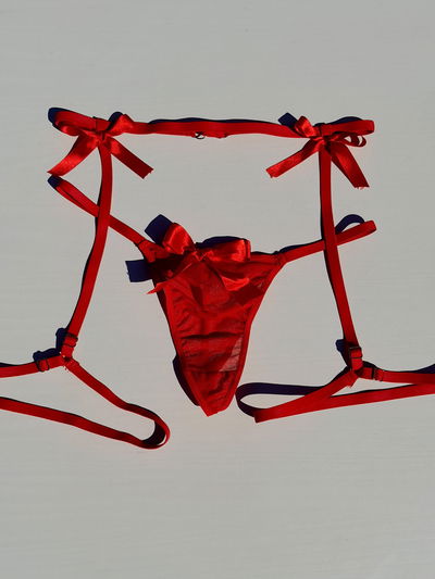 Set arnes + tanga hilo con moños