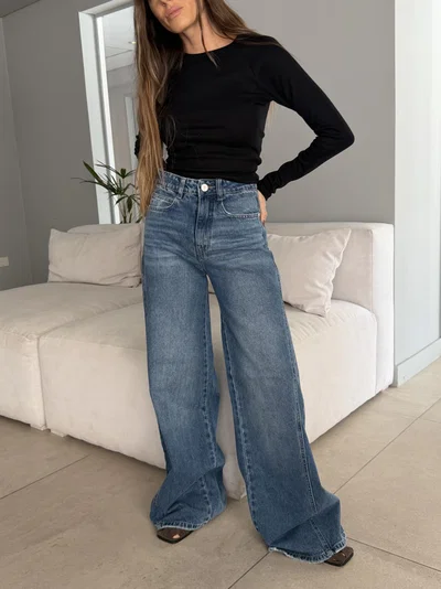 Jeans Wide leg full recortes