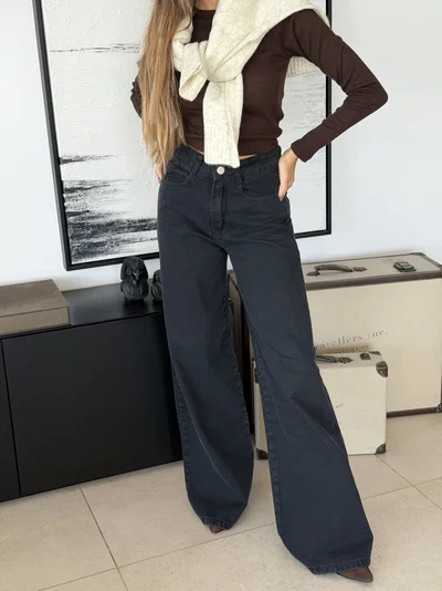 Jeans Wide leg full Black
