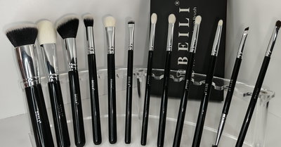 SET 12 BROCHAS PARA ROSTRO Y OJOS PELO MIXTO BEILI