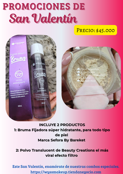 Bruma Fijadora y polvo Beauty Creations combo ❤️