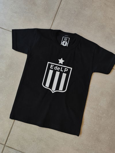 Remera algodón peinado negra - Estudiantes - INFANTIL