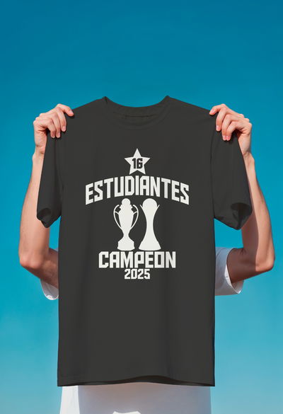 Remera algodón peinado negra - Campeón 2025