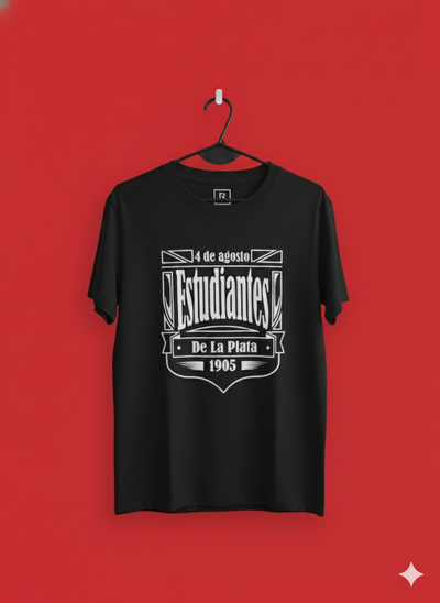Remera algodón peinado negra - Estudiantes