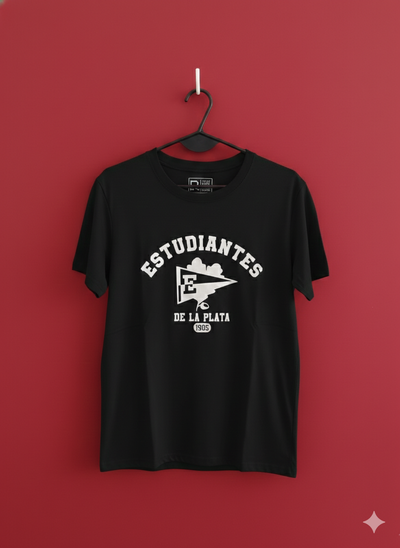 Remera algodón peinado negra - Estudiantes 