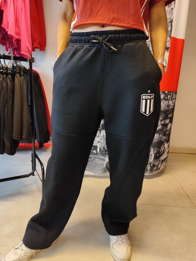 Pantalon over algodón peinado con friza UNISEX negro - Estudiantes 