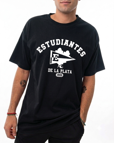 Remera algodón peinado negra - Estudiantes 1905
