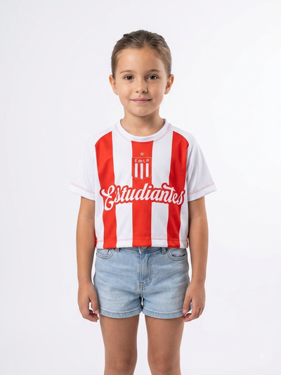 Remera crop deportiva rayada - Estudiantes - INFANTIL
