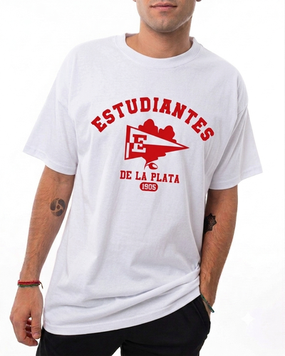 Remera algodón peinado blanco - Estudiantes 1905