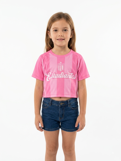 Remera crop deportiva rosa - Estudiantes - INFANTIL