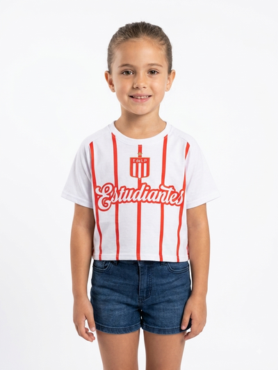 Remera crop blanca modal - Estudiantes - INFANTIL