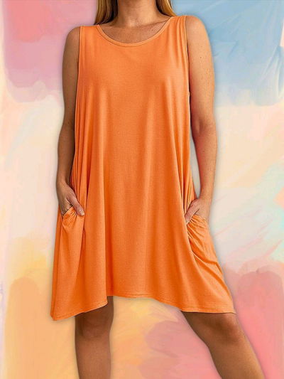 Vestido s/mangas con bolsillo PV