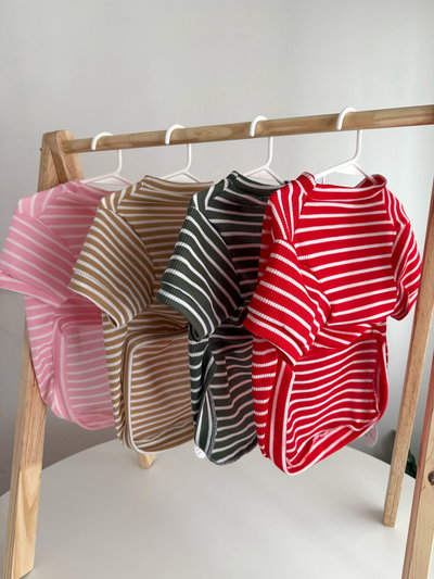 Remera rayas tela wafle