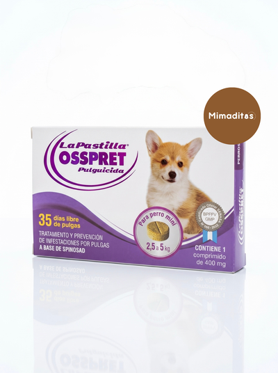 La pastilla antiparasitaria Osspret 2,5 a 5kg