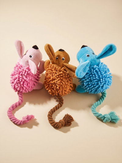 Peluche perro con cuerda, chifle y chirrido en las orejas 30cm 