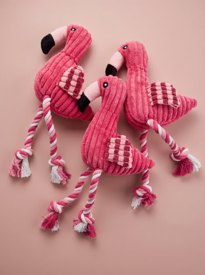 Peluche flamenco premium con chifle y cuerda 35x20cm