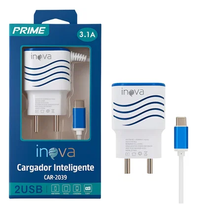Cargador 5V 3.1A - USB tipo "C" - 2 usb - INOVA
