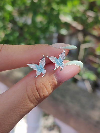 Aros pasantes mariposa pastel  