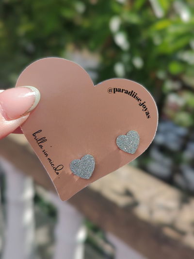 Aros pasantes corazón esmerilado 