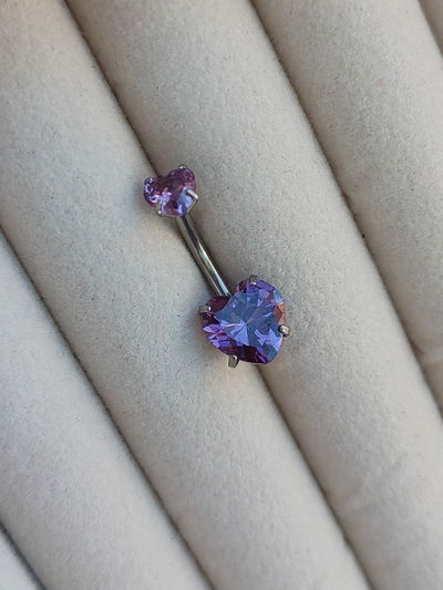 Piercing ombligo doble cubic corazón violeta 