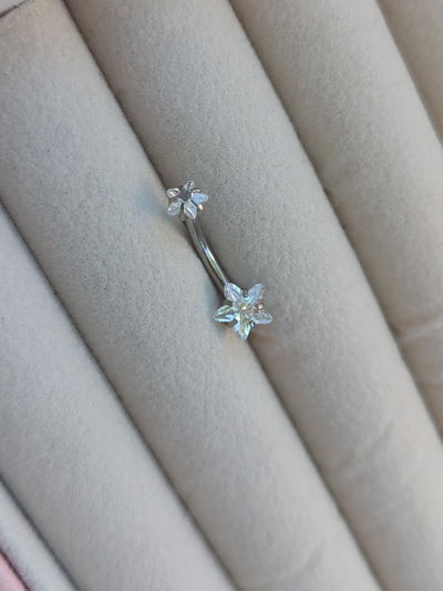 Piercing ombligo doble estrella blanca 