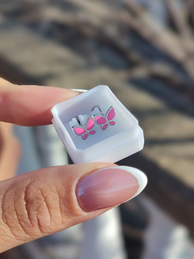 Abridores mariposa esmaltada rosa