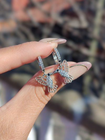 Argollitas colibrí strass