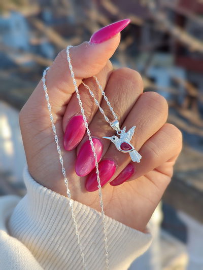 Collar colibrí fucsia 
