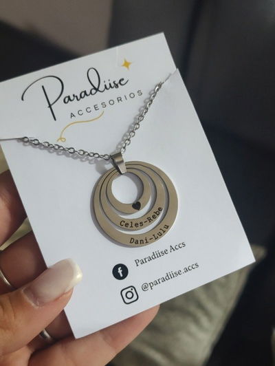 Collar triple circulo grabado