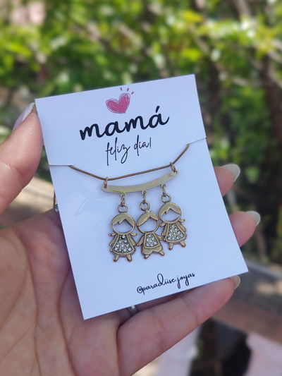 Collar perchita con hijitos x3 (aclarar dijes) 