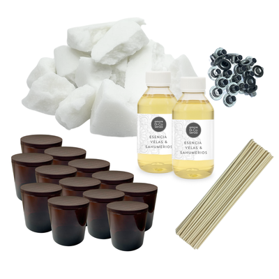 Kit 12 velas en vaso de whisky - N° 2 Ambar