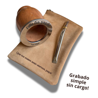 SET CAMIONERO MADERA + YERBERA CUERO 1/2 KG + BOMBILLA