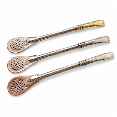 BOMBILLA ALPACA Y BRONCE 3 RAYAS