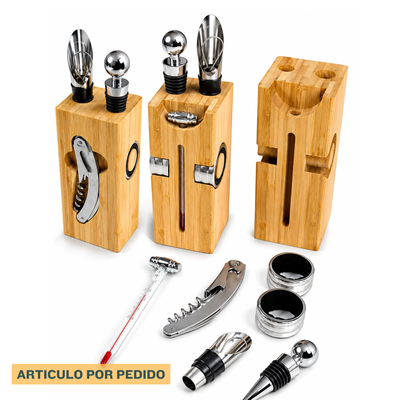SET DE VINO x6 BAMBOO y METAL