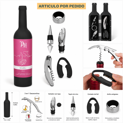 SET SACA CORCHOS C/ CAJA BAMBOO