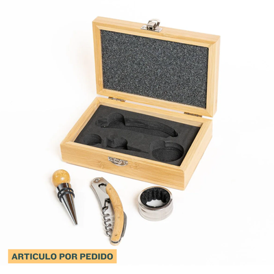 SET VINO 3 ACCESORIOS C/ CAJA BAMBOO